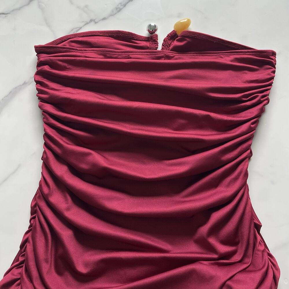 Peppermayo Exclusive Rudy Maxi Dress Maroon Size 4 Column Form-Fitting Gown - Picture 8 of 9